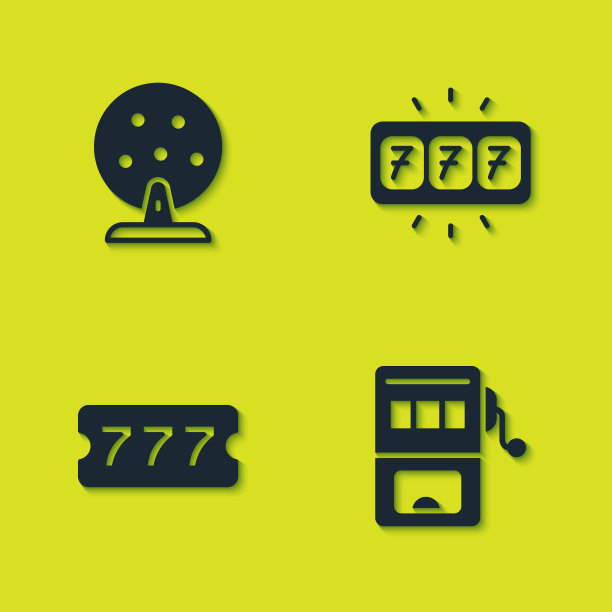 设置彩票机，插槽，彩票和与头奖图标。向量图片下载