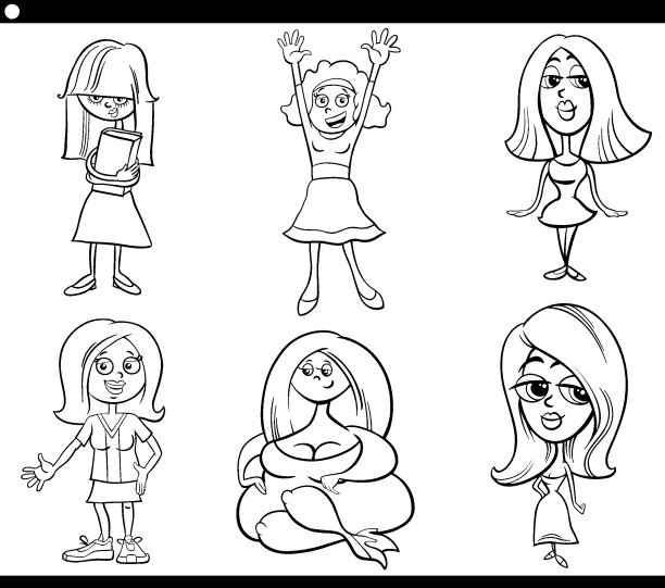 卡通女孩和女性漫画人物图片下载