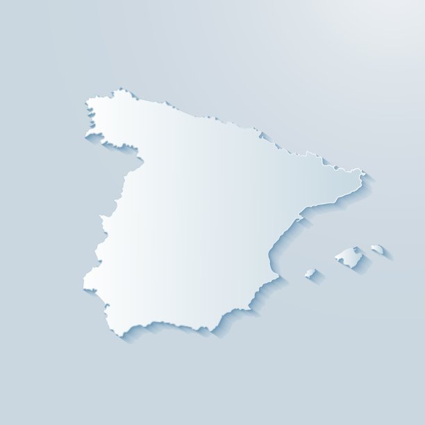 西班牙地图3D灰色背景图片下载