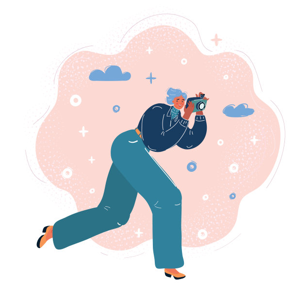 用相机拍摄照片的女人的矢量插图图片下载