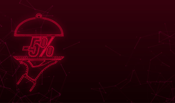 手托盘- 5%的折扣，伟大的设计为任何目的。丛风格。向量的背景。孤立的对象。图片下载