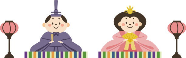 日本Hina娃娃插图。皇帝和皇后。图片下载