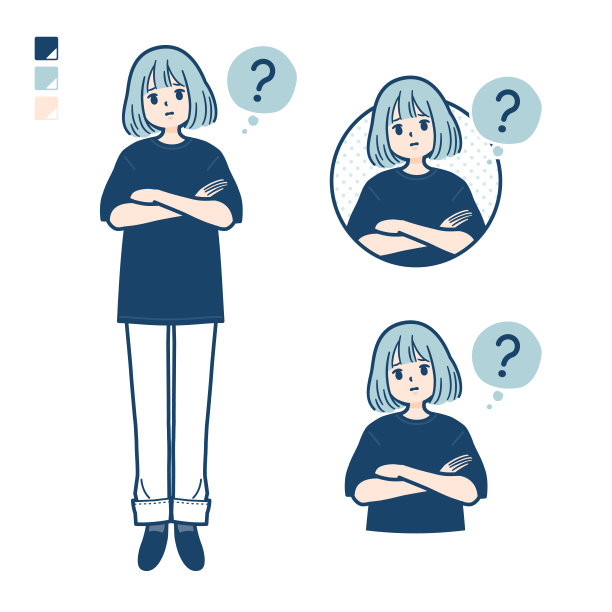 一个女人穿着印有问题图案的大号t恤图片下载