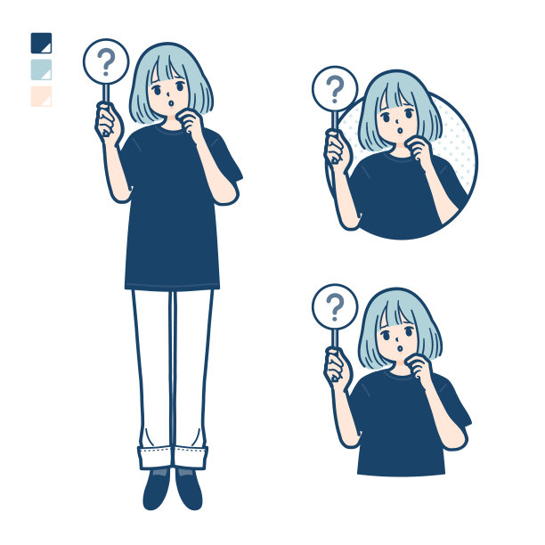 一个女人穿着一件大号t恤，上面有一个问题面板的图片图片下载