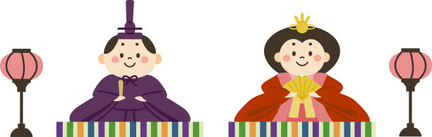 日本Hina娃娃插图。皇帝和皇后。图片下载