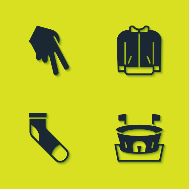 设置棒球手套，舞台，袜子和t恤图标。向量图片下载