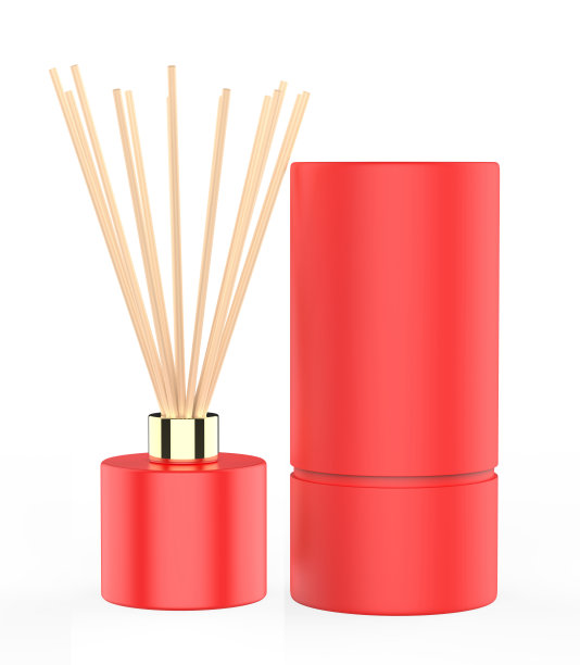 空白芦苇扩散器芳香棒芳香香水纸盒包装模板。图片下载