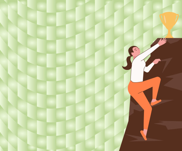 女人爬山，达到奖杯图片下载