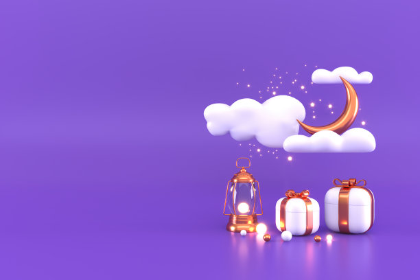 斋月卡里姆问候背景伊斯兰3d插画设计图片下载