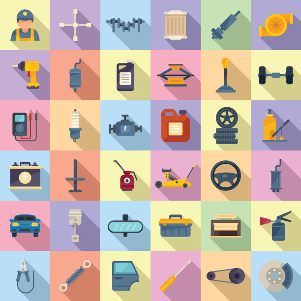 汽车机械师图标设置平马达工作图片下载