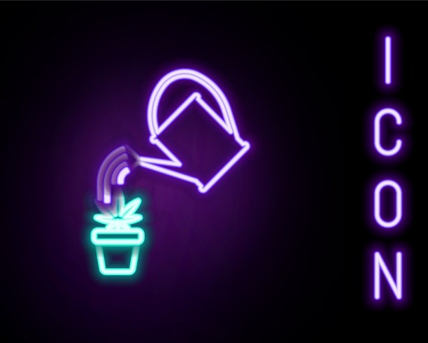 发光的霓虹线喷壶喷射水滴图片下载