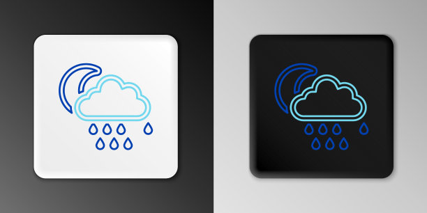 线云与雨和月亮的图标孤立上图片下载