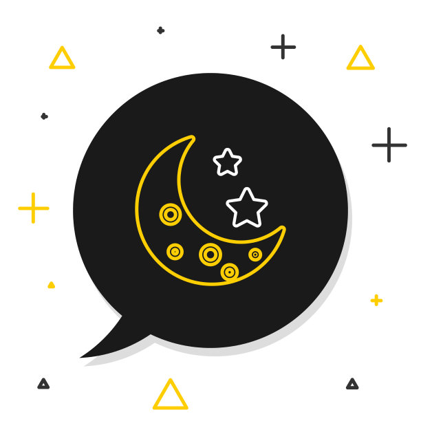 线月亮和星星图标孤立在白色上图片下载