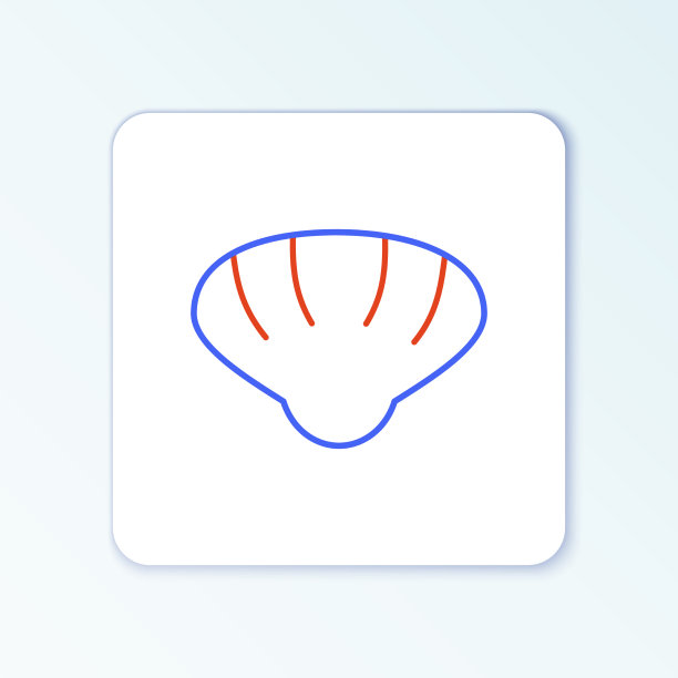 线扇贝海贝壳图标孤立在白色上图片下载