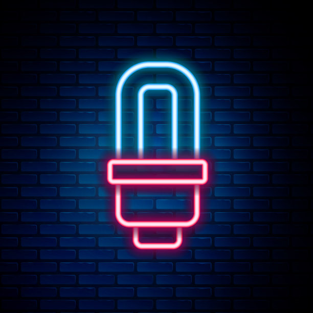 发光的霓虹灯线led灯泡图标孤立上图片下载