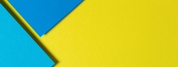 摘要彩色纸几何平面布局构成背景与蓝色和黄色色调图片下载
