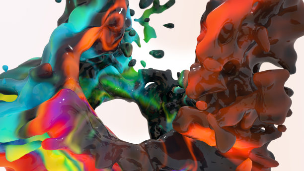 摘要数字背景与彩色动态液体形状图片下载