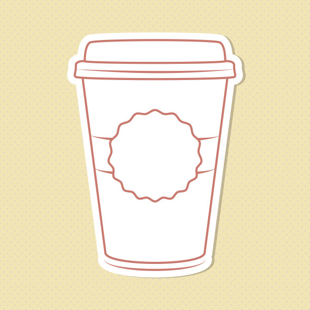 咖啡杯。复古颜色图标或模板。图片下载