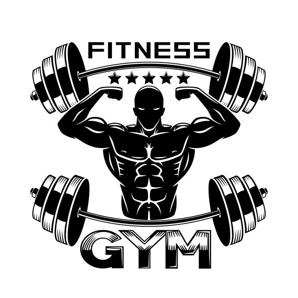 健身房和健身的强有力的运动员图标。图片下载