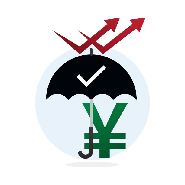 在白色背景上保护日本日元符号的雨伞。投资储蓄理念。图片下载