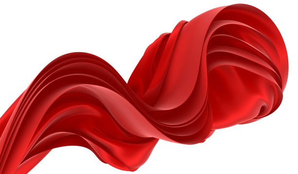 美丽的光滑的红色波浪丝绸或缎子织物。3 d渲染图像。图片下载