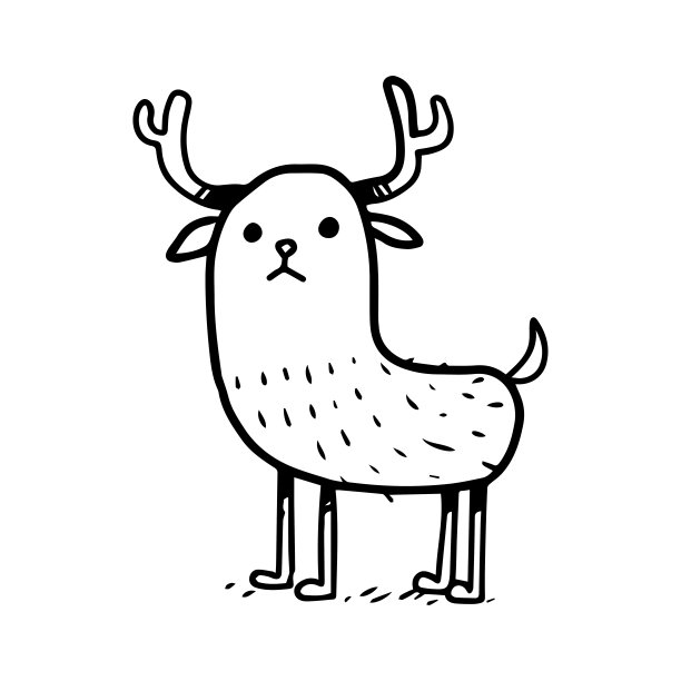 一幅可爱的长角鹿的手绘插图。图片下载
