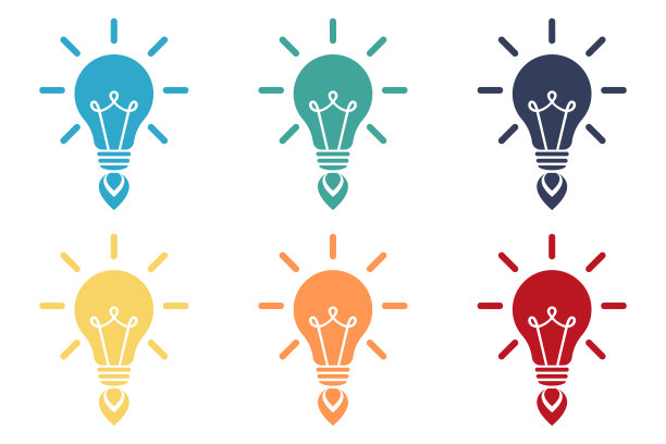 火箭灯泡。灵感创意，创业理念。一套插图。图片下载