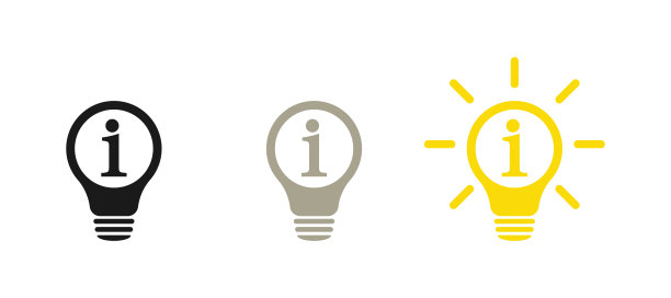 设置信息灯泡图标，想法和答案。成功的概念。灯。网页设计。图片下载