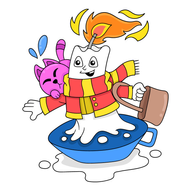 蜡烛是戴着围巾飞着的小猫，涂鸦图标形象可爱图片下载