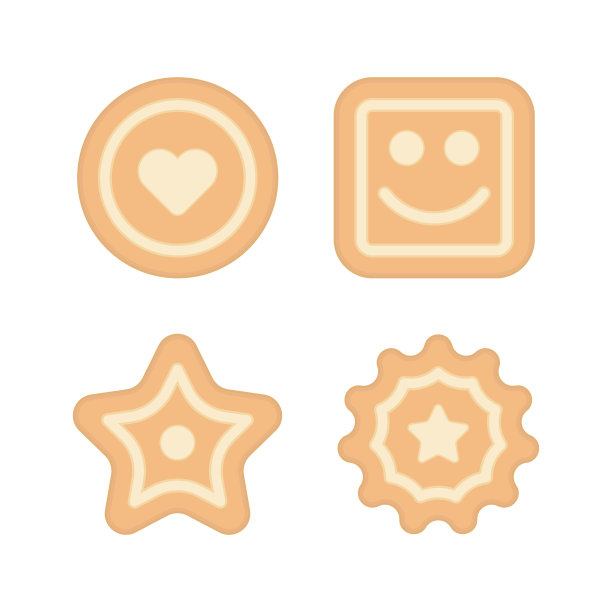 饼干的图标集。彩色剪影。前视图。向量简单的平面图形说明。白色背景上的孤立物体。隔离。图片下载