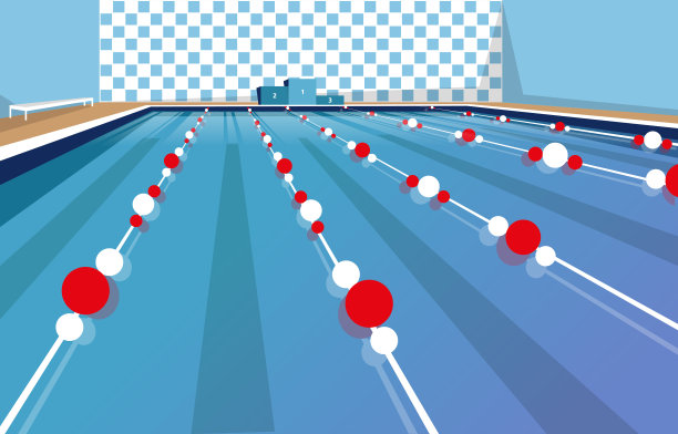 游泳池泳道运动冠军领奖台比赛平面图图片下载