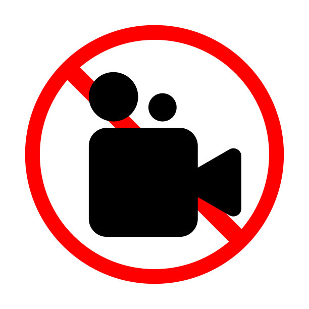 没有摄像机图标。停止标志。红色圆圈。禁止标志。录音设备。矢量插图。股票的形象。图片下载