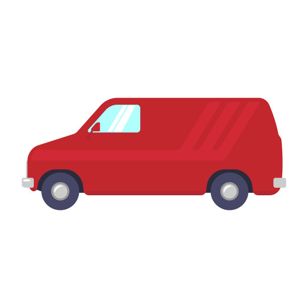 范图标。小型商用车。彩色剪影。侧视图。向量简单的平面图形说明。白色背景上的孤立物体。隔离。图片下载