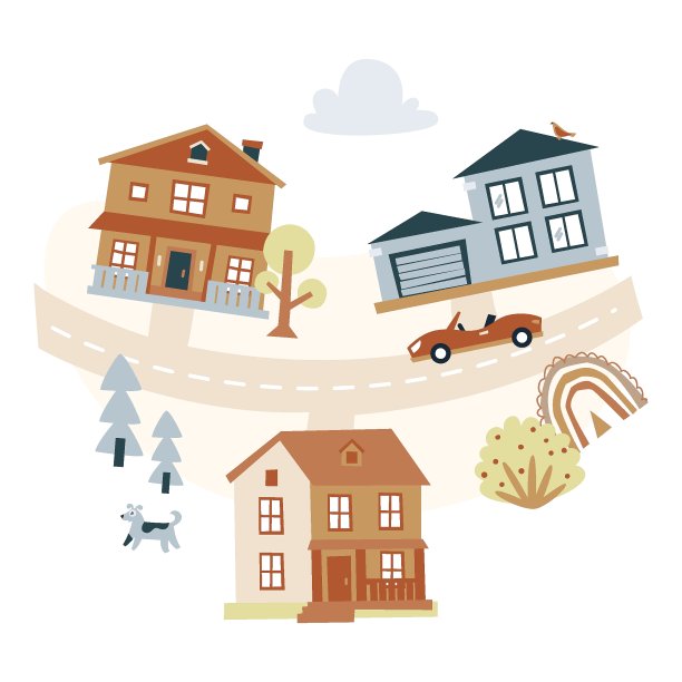 汽车正沿着街道行驶。卡通地图儿童幼儿园海报印刷孤立在白色背景。矢量图图片下载