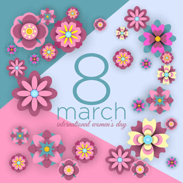 国际妇女节。3月8日。优雅的广告横幅，纸花，包括短信或祝贺图片下载