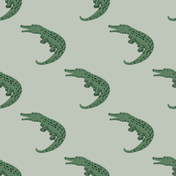 可爱的鳄鱼无缝图案。有趣的动物的背景。图片下载