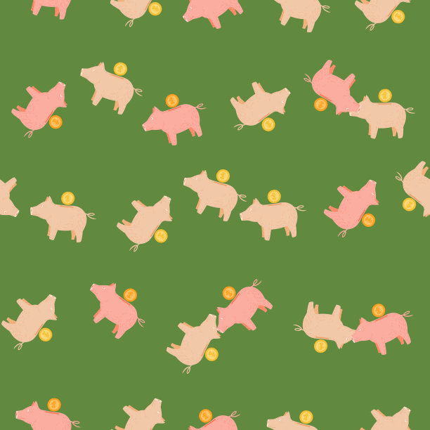 储蓄罐无缝模式。有趣的金融玩具背景。图片下载