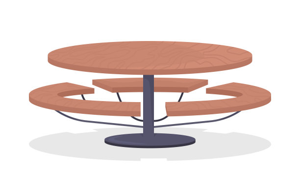户外桌子半平面颜色矢量项目图片下载