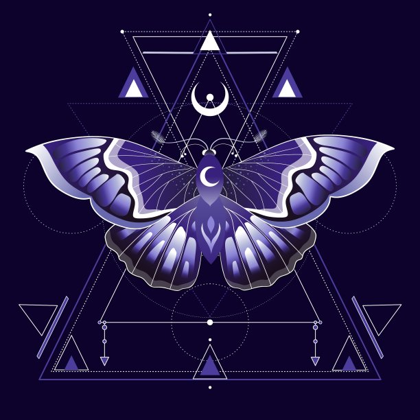 美丽可爱的矢量插图蝴蝶在复古的颜色。用于t恤和包的印刷，装饰元素。图片下载