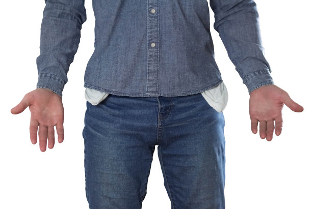 空口袋。破产、金融危机与贫困观念。近距离图片下载