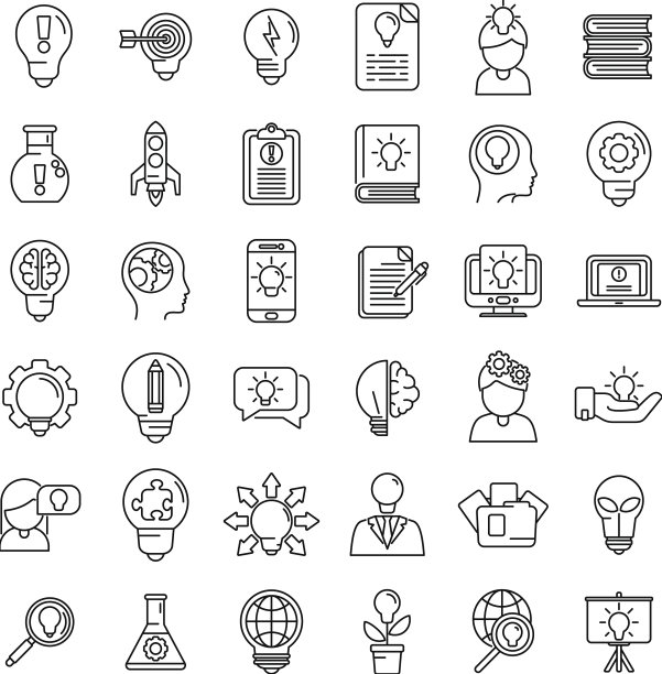 想法图标设置轮廓灯泡图片下载