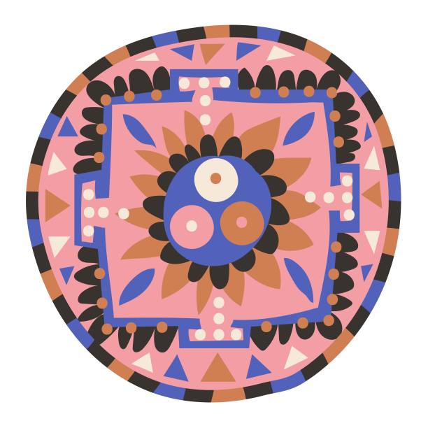 印度曼荼罗标志。印度教，佛教宗教和文化。神圣的哲学符号。瑜伽,冥想。平面风格在矢量插图。图片下载