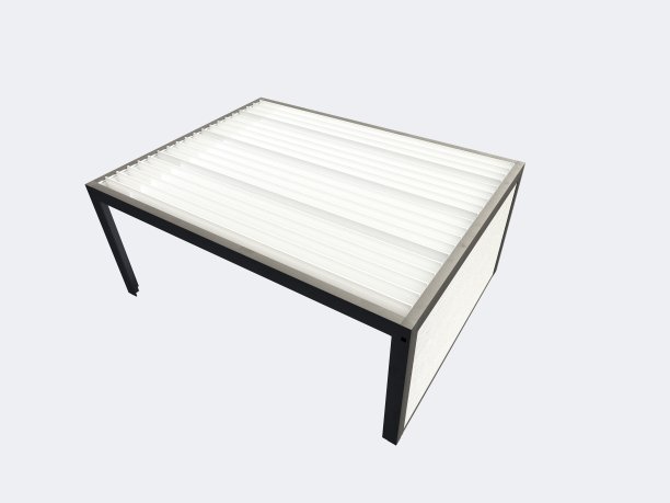 生物气候棚架的3d渲染，电动百叶窗屋顶图片下载