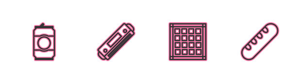 设置线啤酒罐，格子餐巾口琴和图片下载