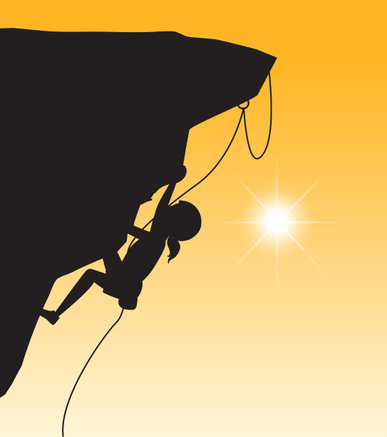 自然背景下的平面剪影攀岩图片下载