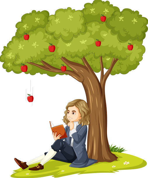 艾萨克·牛顿爵士坐在苹果下面图片下载