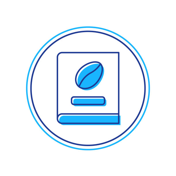 填充轮廓咖啡书图标孤立在白色上图片下载