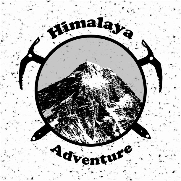 珠穆朗玛峰矢量插图标志，喜马拉雅山，尼泊尔山脉图片下载