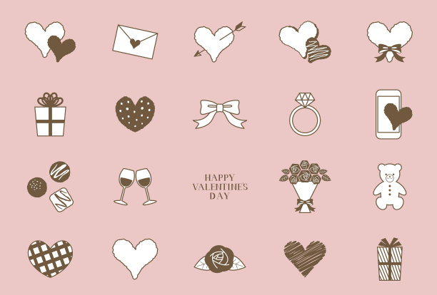 一套简单的情人节图标图片下载