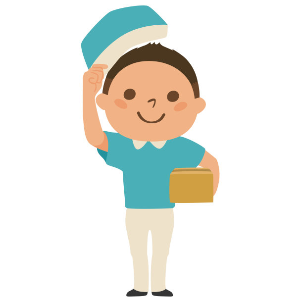 送货人员的说明。一个拿着纸板的男人。图片下载